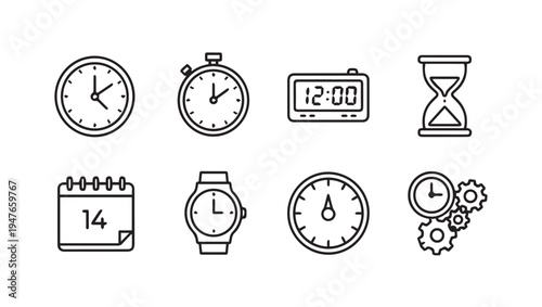 Various Timekeeping Devices Icons Collection
