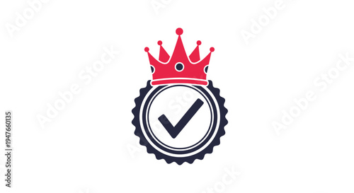 Premium quality guarantee seal with a check mark and red crown symbolizes excellence and high standards for various business products.