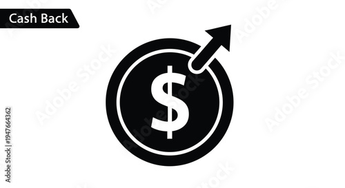 Cash back offer represented by a dollar sign and arrow silhouette
