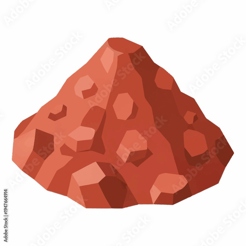 Illustration of a pile of red dirt or soil, featuring a textured surface and polygonal shapes, isolated on a white background.