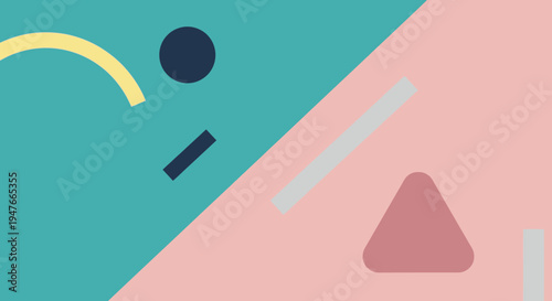 Abstract geometric shapes in teal and pink a modern composition silhouette