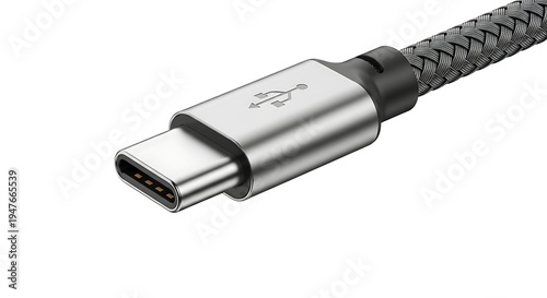 USB Type C cable connector closeup.