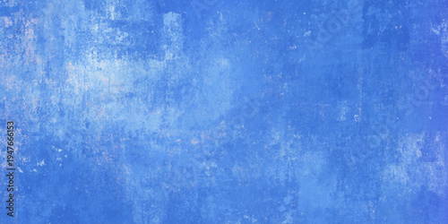 old painted blue wall texture with grainy distressed vintage grunge effect.