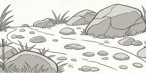 A rocky landscape with large and small stones Vector