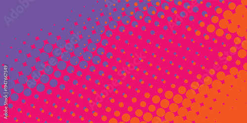 Vibrant Halftone Gradient Background with Purple Pink and Orange Colors.