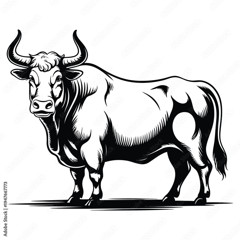 Fototapeta premium black and white bull