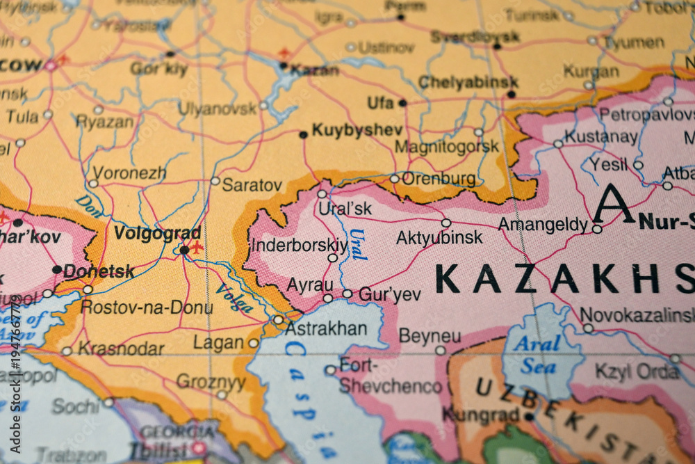 Naklejka premium Defocused World Map Background Showing Oral Location Geography and Travel Concept