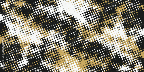 Abstract Halftone Pattern with Gold and Black Dots.
