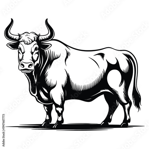 black and white bull