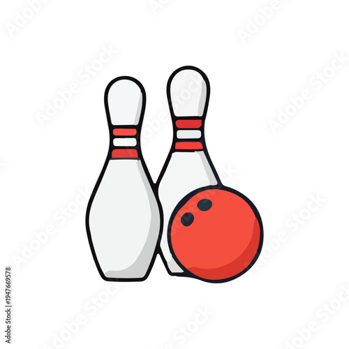 Bowling Pins and Ball Icon