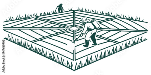 A green wireframe of a garden bed with a trellis Vector