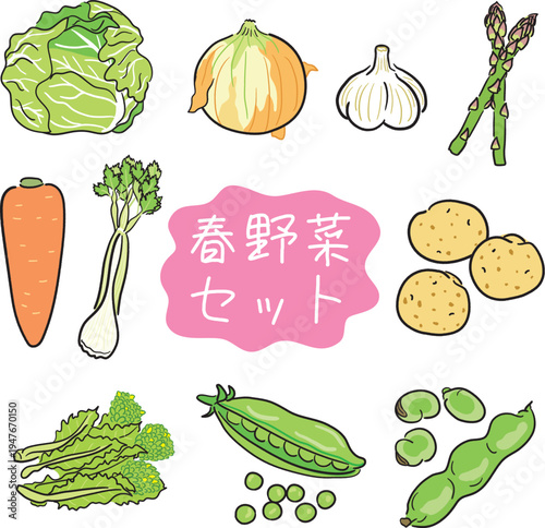 手描き風　春野菜セット