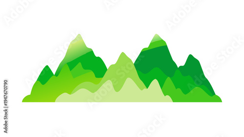 A green mountain range with several peaks Vector