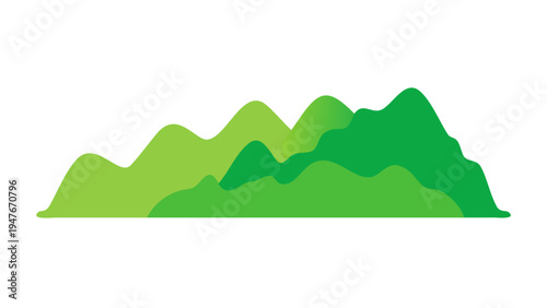 A green mountain range with several peaks Vector