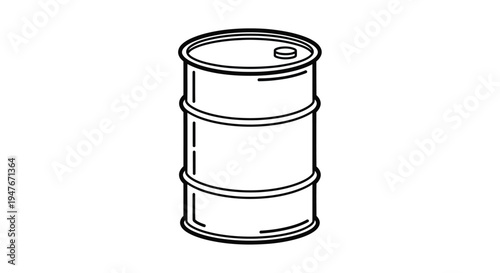 Simple line drawing of a metal drum or oil barrel illustration