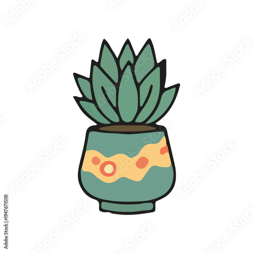 Cute Potted Succulent Illustration