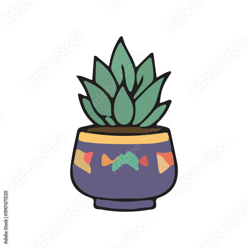 Cute Potted Succulent Illustration