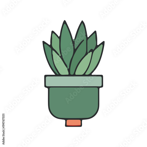 Cute Potted Succulent Illustration