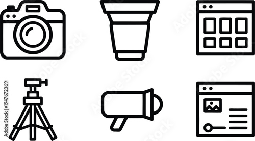 Set of 6 photography icons vector