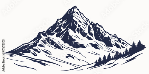 A large mountain with trees on the side Vector