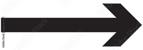 Black arrow pointing right. Vector illustration on white background . Long arrow vector icon. Straight long arrow icon, right left bold arrow icon.