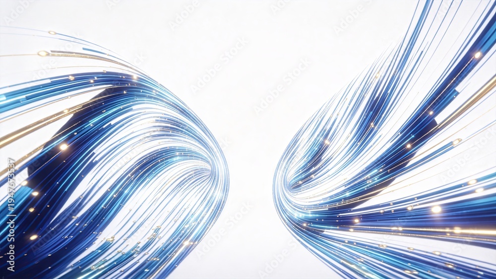Obraz premium Abstract blue digital data stream tunnel with glowing light particles futuristic technology background high speed fiber optic network concept 3d render illustration for business