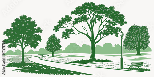 A group of trees in a rural landscape Vector