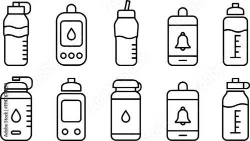 Set of 10 water bottle icons vector