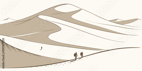 A brown horse running on a sandy hill Vector