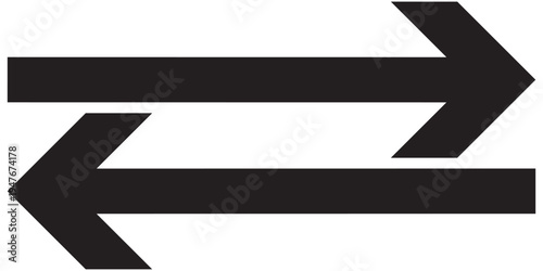 Black vector arrow icon on white background. Modern simple vector arrow on white page. Black arrow-head pointing vector. Pointing arrow icon set. Left and right side pointing arrowhead. Long arrow .