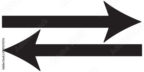 Black vector arrow icon on white background. Modern simple vector arrow on white page. Black arrow-head pointing vector. Pointing arrow icon set. Left and right side pointing arrowhead. Long arrow .