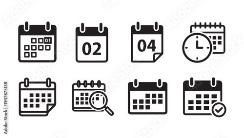 Calendar Icons SetPlanning Scheduling Date Selection Time Management Concepts