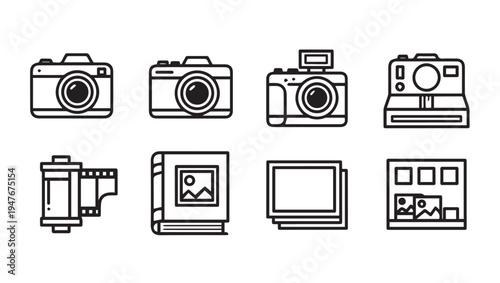 Camera Icons Collection: Photography Equipment and Storage