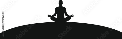 Meditation silhouette, yoga posture, mindfulness practice, inner peace, spiritual balance, wellness illustration, calm relaxation, zen lifestyle, meditative artwork, tranquility