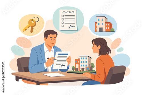 Real Estate Agent Explains Contract to Client.