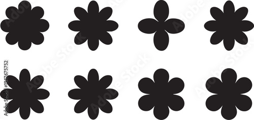 Black flower vector set: floral design elements, eps, svg eps silhouette