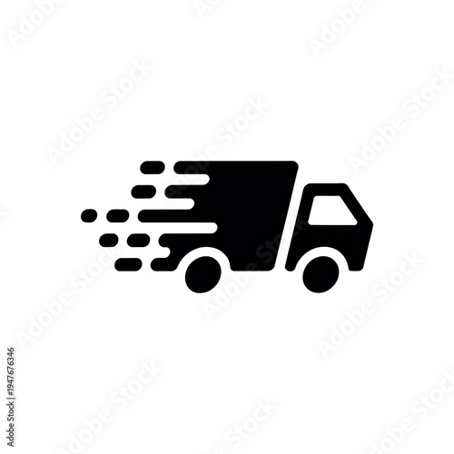 Black truck speeding with motion lines vehicle transportation