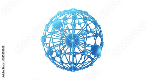 Wallpaper Mural Blue wireframe globe with interconnected nodes and lines isolated on White Background video Torontodigital.ca