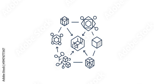 Wallpaper Mural Set of 7 technology process icons, blueprint style, line art isolated on White Background video Torontodigital.ca