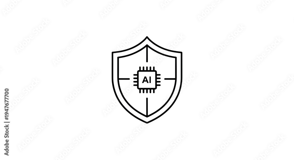 custom made wallpaper toronto digitalBlack AI shield icon, security symbol with artificial intelligence isolated on White Background video