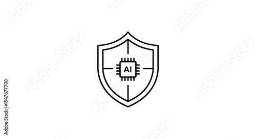 Wallpaper Mural Black AI shield icon, security symbol with artificial intelligence isolated on White Background video Torontodigital.ca