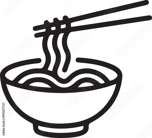 Fast food Japan noodle cafe shop logotype template concept. one line art icon drawing vector