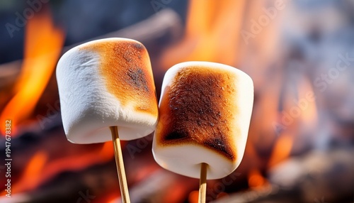 two marshmallows on a stick