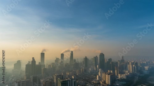 Wallpaper Mural Cityscape on Earth Day promoting sustainability and environmental protection with skyscrapers and a clear blue sky Torontodigital.ca