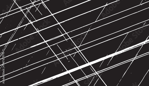 Black and white background with intersecting diagonal scratched lines