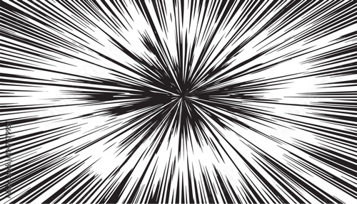 Black and white comic book style speed lines radiating from a central point