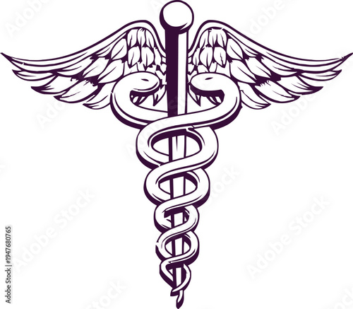 Caduceus medical symbol icon on white background