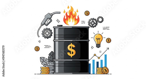 Oil Barrel with Dollar Sign.