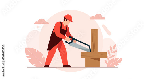 Man saw wood cut work tool job hand skill diy art fix build craft raw