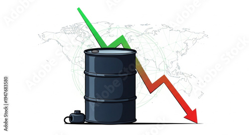 Oil Barrel with Graph Trend.